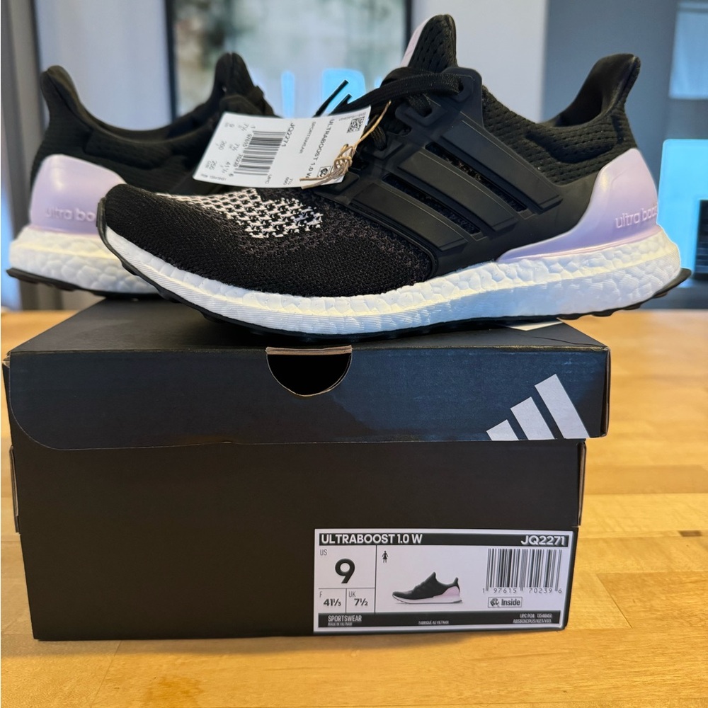 Adidas Black and Purple Athletic Shoes with Primeknit and Boost